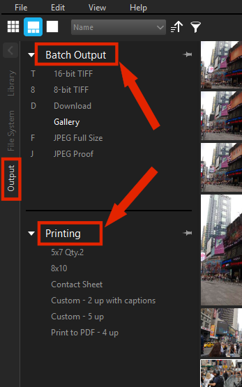 You can batch output your files in various formats or save them in a standard size for print.