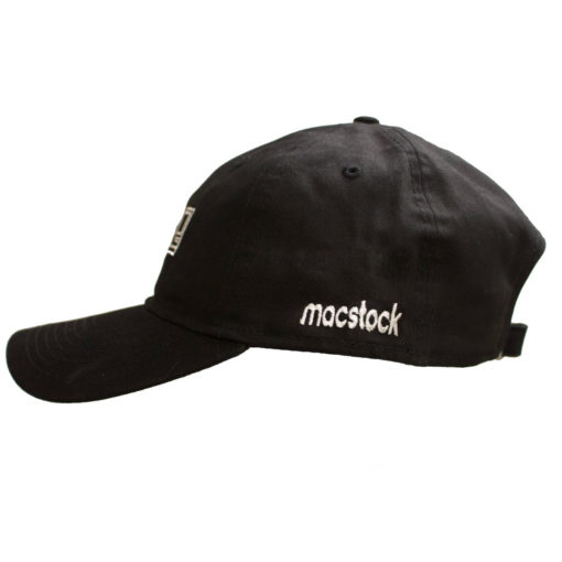 Macstock Hat - side view. Macstock embroidered on side.