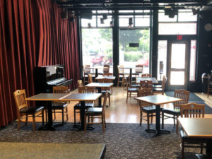 Stage Left Cafe Interior facing windows that look out on to Woodstock Square