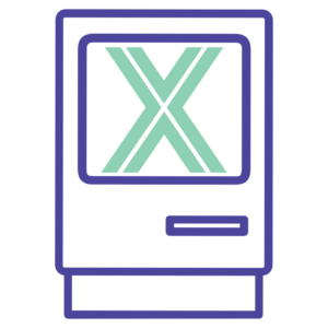 Stylized classic Macintosh with a large X representing the Roman numeral 10 on screen